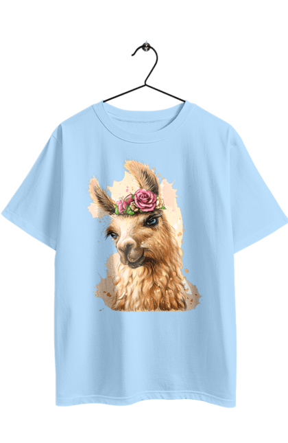 Футболка оверсайз з принтом "Лама Портрет". Лама, портрет, тварина. 2070702