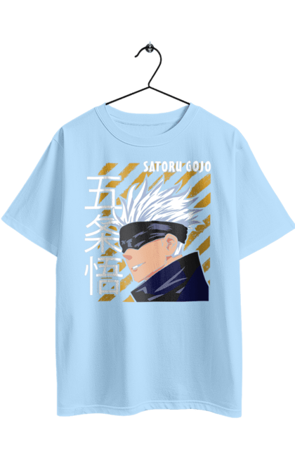 Футболка оверсайз з принтом "Магічна битва Годжо". Anime, gojo, jujutsu kaisen, manga, аніме, годжо, магічна битва, манга, містика, темне фентезі. 2070702