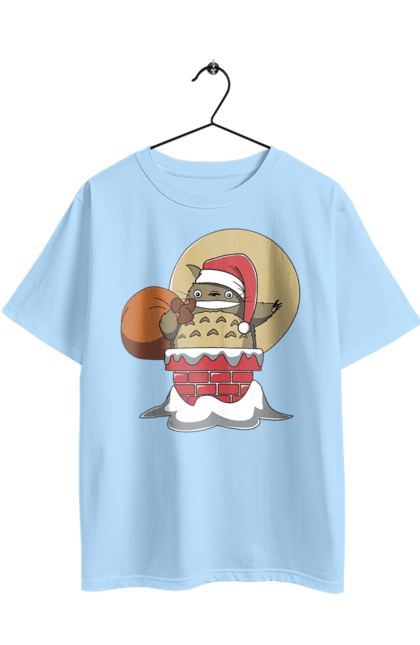 Футболка оверсайз с принтом Тоторо Санта Клаус. Santa claus, аниме, комедия-драма, мой сосед тоторо, приключения, санта, санта клаус, сериал, фильм, фэнтези. 2070702