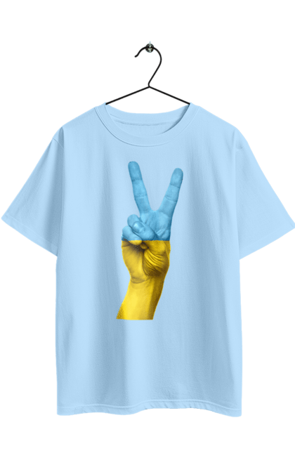 Футболка оверсайз з принтом "Два Пальця, Світ, Україна". Мир, рука, україна. 2070702