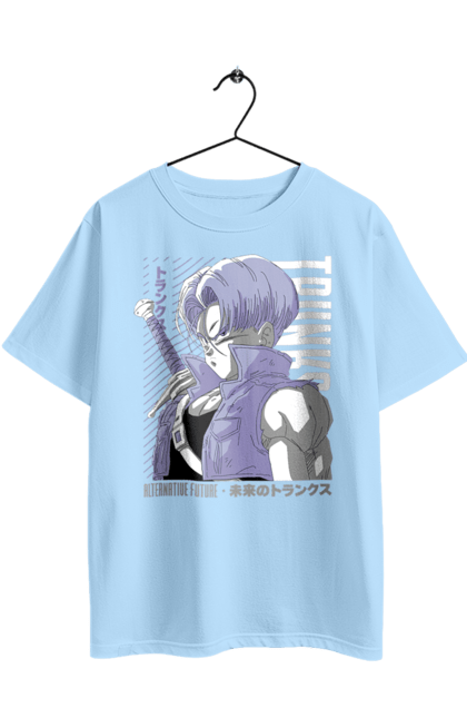 Oversized t-shirt with prints Dragon Ball Trunks. Anime, dragon ball, manga, trunks, tv series. 2070702