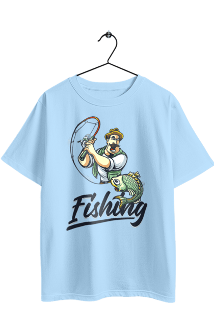 Oversized t-shirt with prints Fishing. Fish, fishing, summer, vacation. 2070702