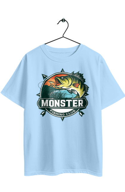 Oversized t-shirt with prints Fishing club. Fisherman, fishing, hobby, vacation. 2070702