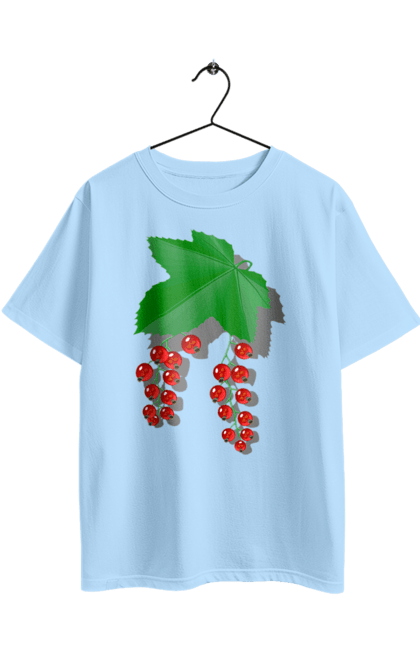 Футболка оверсайз з принтом "Порічки Червоні". Делікатес, зріла, їжа, листя, літо, порічки, порічки червоні, смачно, смородина, стигла, урожай, червона, червона смородина, ягідка, ягода, ягоди. 2070702