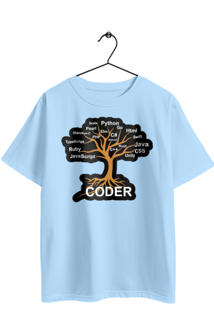 Oversized t-shirt with prints Coder. Code, coder, developer, git hub, it specialist, java, javascript, php, programmer, python. 2070702