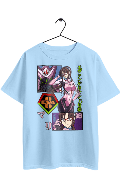 Футболка оверсайз з принтом "Євангеліон Марі". Evangelion, mari, mari makinami illustrious, neon genesis evangelion, аніме, єва-02, єва-05, євангеліон, марі, янгол. 2070702