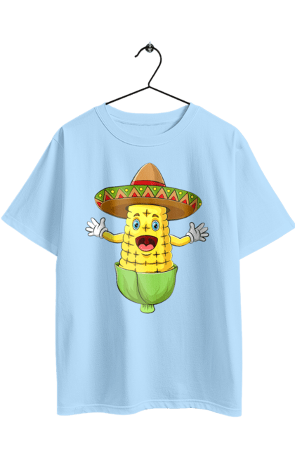 Oversized t-shirt with prints Sombrero Corn. Corn, food, sombrero. 2070702