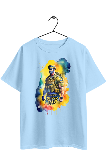Футболка оверсайз з принтом "Супер тато ЗСУ". День батька, день тата, зсу, люблю тата, супер, супер тато, супер тато зсу, тато, тато зсу, україна. 2070702