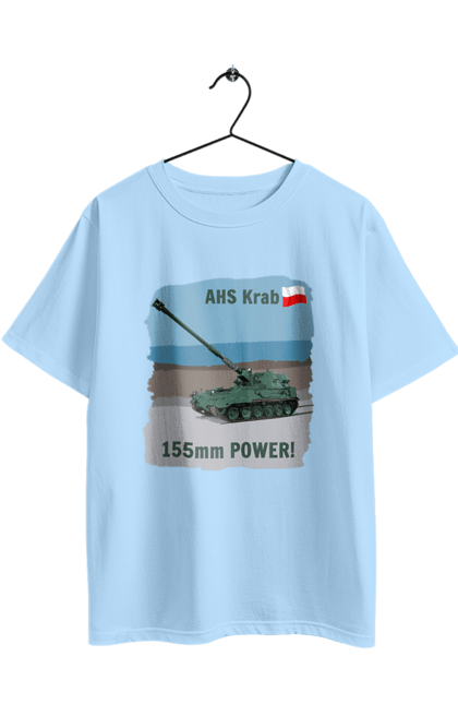 Oversized t-shirt with prints 155mm Power! AHS Krab olive. Ahs krab, artillery, crab, howitzer, poland, self propelled. 2070702