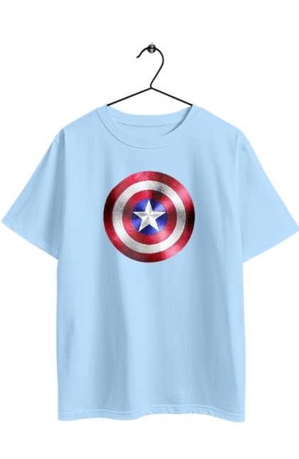 Футболка оверсайз з принтом "Щит". Капітан америка, комікси, марвел, месники, мультики, супергерої. 2070702
