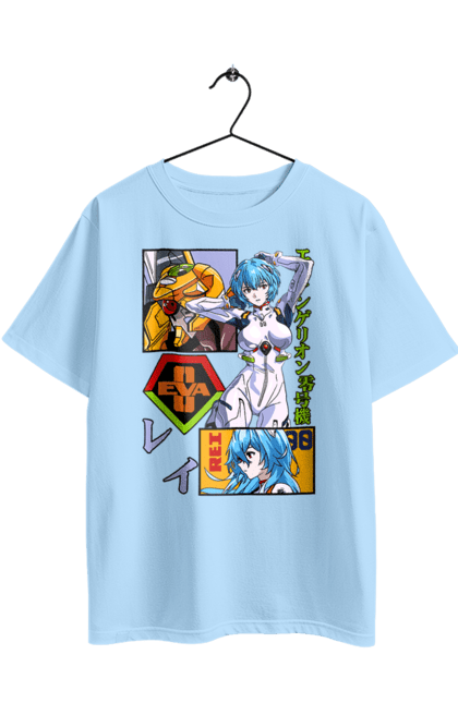 Футболка оверсайз з принтом "Євангеліон Рей". Аніме, аянамі, єва, єва 00, євангеліон, манга, меха, рей, синдзі. 2070702