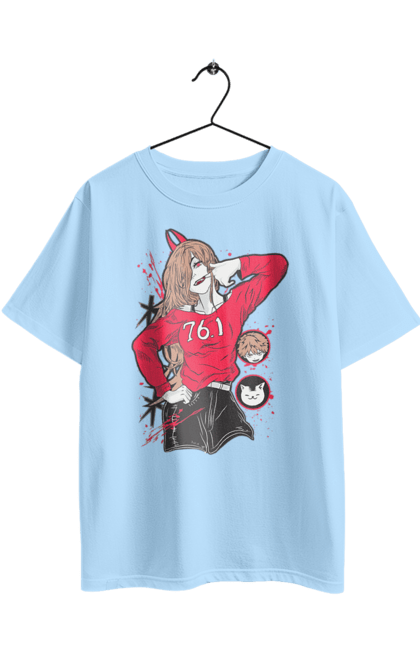 Футболка оверсайз з принтом "Людина Бензопила Пауер". Anime, chainsaw man, manga, power, аніме, демон, людина-бензопила, манга, пауер, шьонен. 2070702