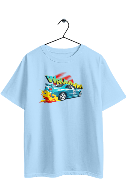 Oversized t-shirt with prints Auto. Auto, drift, into the fire, money, speed, sport, sports cars, streets. 2070702