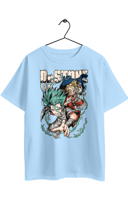 Футболка оверсайз з принтом "Dr. Stone Сенку та Рюсуй". Dr. stone, ryuusui, ryuusui nanami, senku, аніме, доктор стоун, ісіґамі, ісіґамі сенку, манга, рюсуй нанамі. 2070702