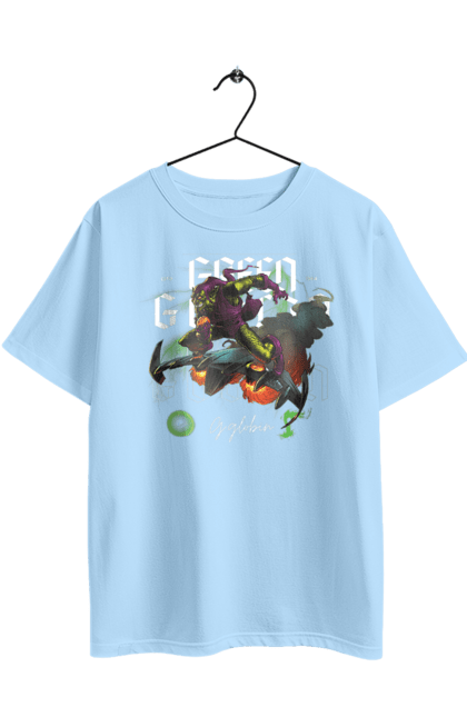 Футболка оверсайз с принтом Зелёный гоблин. Green goblin, marvel, spider-man, зеленый гоблин, злодей, комикс, марвел, суперзлодей, человек паук. 2070702