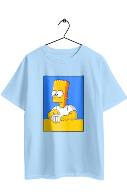 Футболка оверсайз з принтом "Барт любитель пива". Барт, барт сімпсон, мультперсонажі, мультфільми, сімпсони, український прапор. 2070702