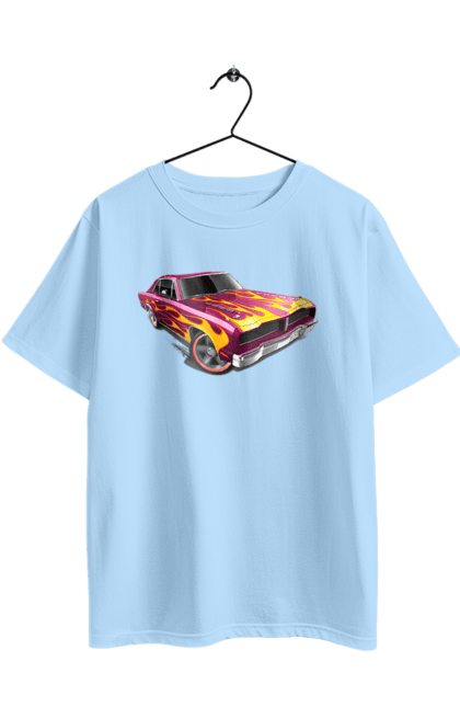 Футболка оверсайз с принтом Машина огонь. Езда, машина, скорость. 2070702