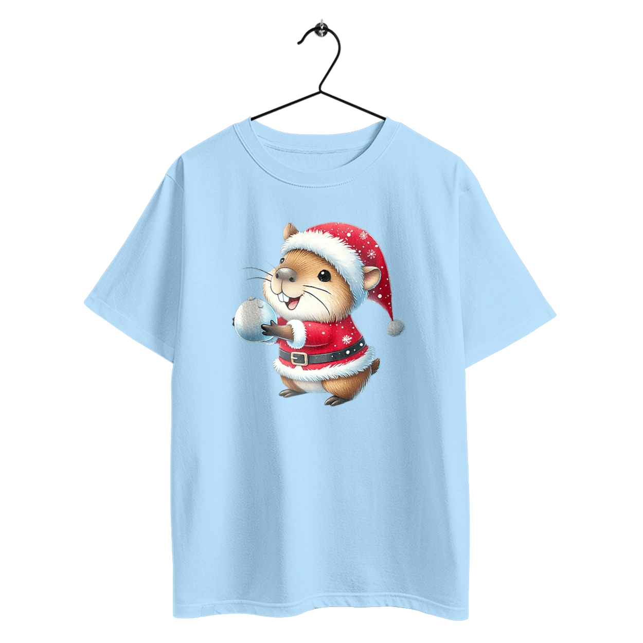 Capybara playing snowballs