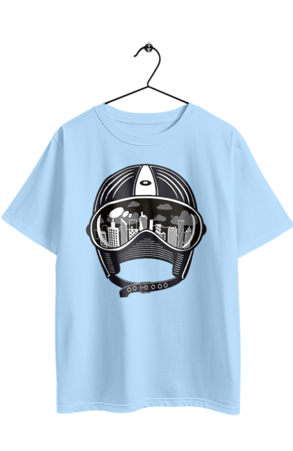 Oversized t-shirt with prints Helmet And City. City, helmet, speed. 2070702