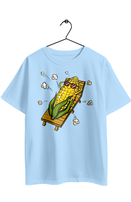 Oversized t-shirt with prints Corn Suns On A Lounger. Corn, lounger, popcorn. 2070702