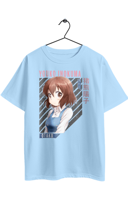 Футболка оверсайз с принтом Золотая мозаика Ёко Инокума. Anime, kiniro mosaic, kinmoza, manga, yoko inokuma, аниме, еко, ёко инокума, золотая мозаика, манга. 2070702