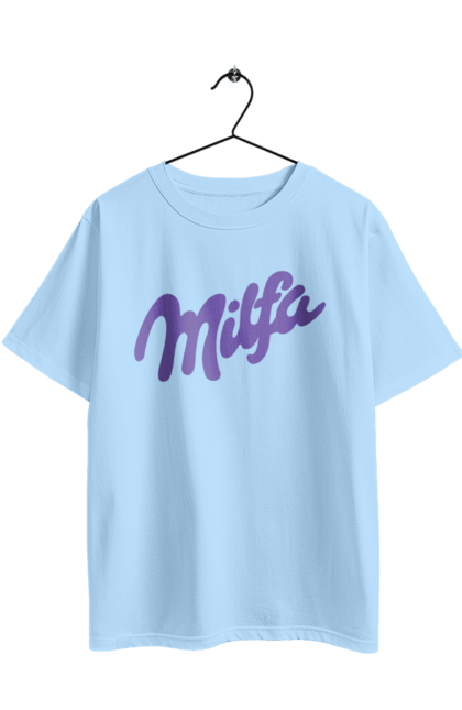 Футболка оверсайз з принтом "Milfa". Гумор, для жінок, жіноча, меми, мілка, мілфа, прикол, смішне, смішні. 2070702