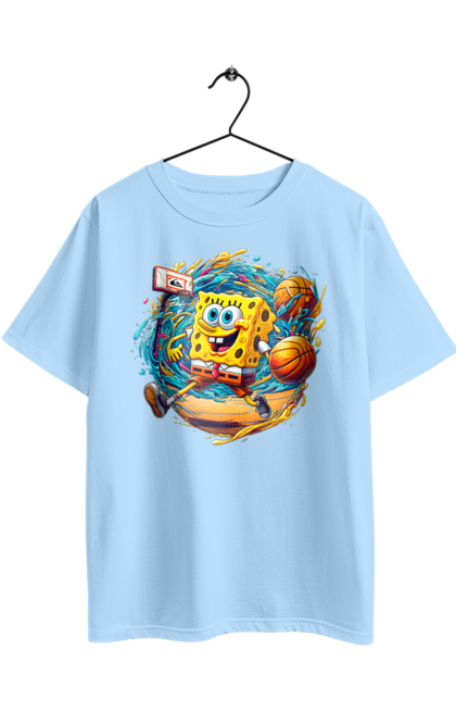 Футболка оверсайз з принтом "Губка Боб". Spongebob, баскетбол, губка боб, м`яч, мультик, мультсеріал, спанч боб, спорт. 2070702