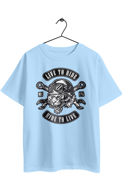Oversized t-shirt with prints Live To Ride, Tiger. Moped, tiger, to ride. 2070702