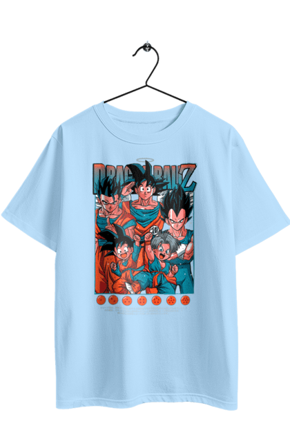 Oversized t-shirt with prints Dragon Ball. Anime, dragon ball, goku, manga, tv series, vegeta. 2070702