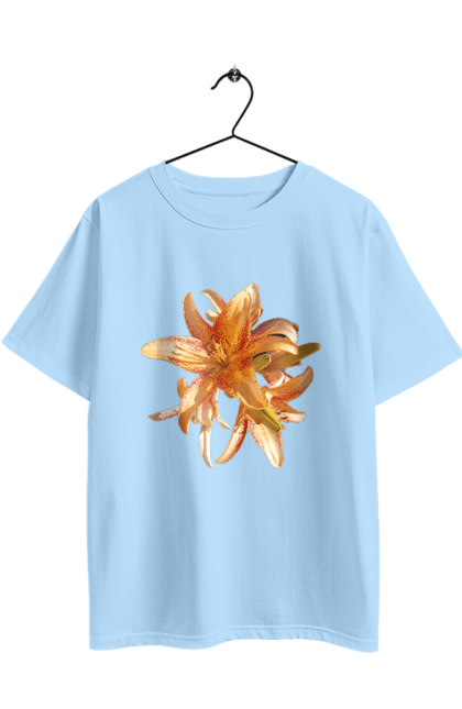 Oversized t-shirt with prints Orange lily. Beauty, flower, lily, nature, orange, solar. 2070702
