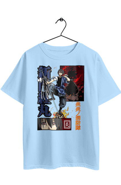 Футболка оверсайз з принтом "Палаюча пожежна бригада Бенімару Шинмон". Benimaru shinmon, fire force, бенімару, бенімару шинмон, капітан, палаюча пожежна бригада, пірокінетик, шинмон. 2070702