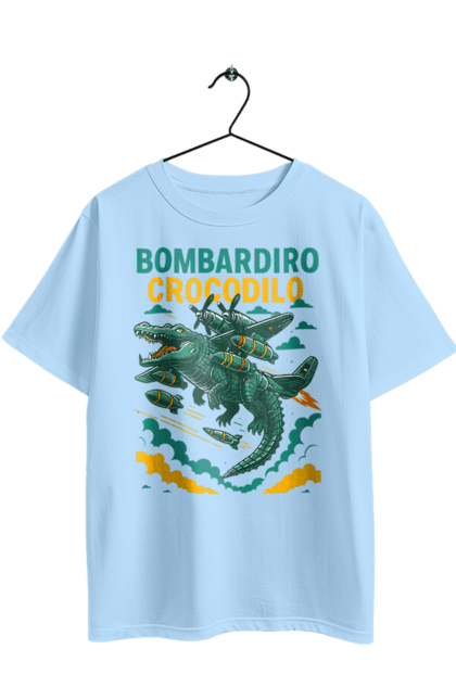 Футболка оверсайз з принтом "Bombardino Crocodilo". Bombardino, bombardino crocodilo, crocodilo, бомбардіно крокоділо, крокодил, крокодил літак, крокодил мем, мем, мем бомбардине крокодило. 2070702