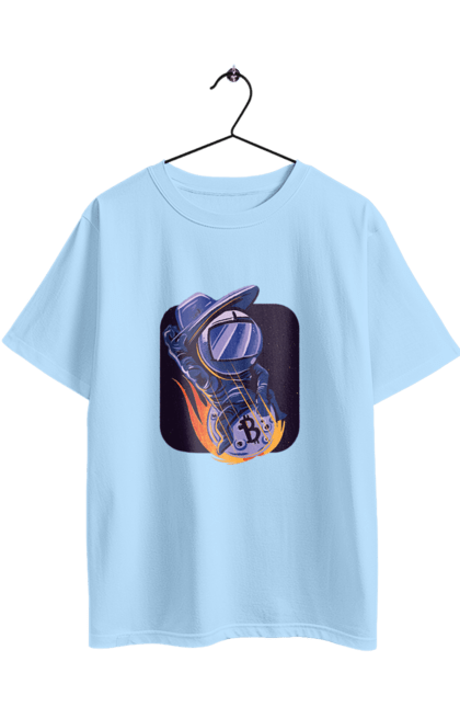 Футболка оверсайз з принтом "Космо біткоїн". Биткоин, бінарний, біткоїн, біткойн, валюта, гроші, крипто, програміст, хакер. 2070702