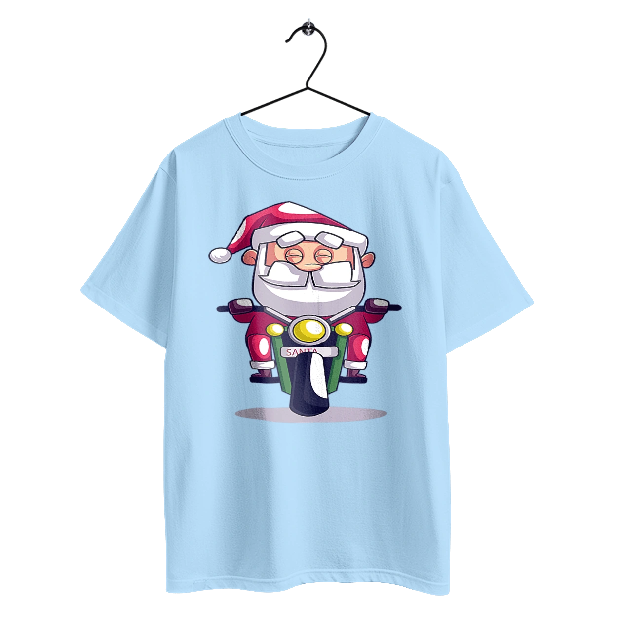 Счастливый санта на мотоцикле