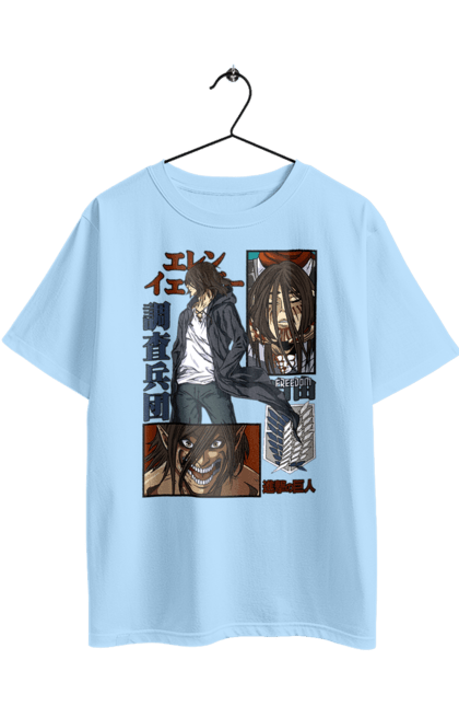 Oversized t-shirt with prints Attack on Titan Eren. Action film, anime, attack on titan, dark fantasy, drama, eren, eren jaeger, manga, post-apocalyptic. 2070702