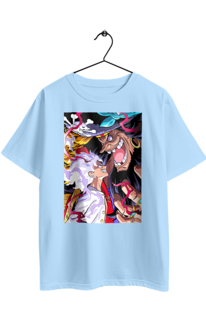 Футболка оверсайз з принтом "Ван Піс Луффі та Маршал Д. Тіч". Blackbeard, luffy, marshall d. teach, one piece, аніме, ван піс, луффі, манга, маршал д. тіч, чорна борода. 2070702