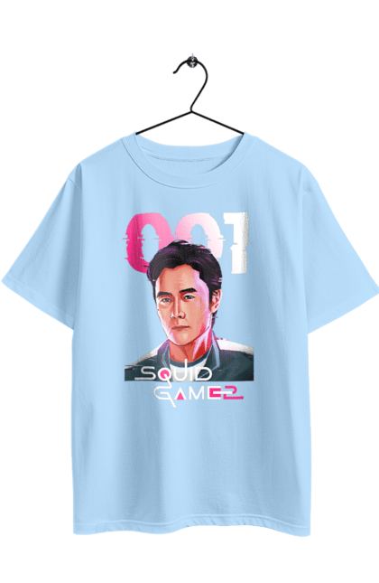 Футболка оверсайз с принтом Игра в кальмара Хван Ин Хо. 001, front man, netflix, squid game, игра в кальмара, игрок 001, нетфликс, распорядитель, сериал, хван ин хо. 2070702