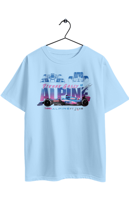 Oversized t-shirt with prints Alpine F1 Team. Alpine, alpine f1 team, auto, automobile, bwt, car, racing car. 2070702
