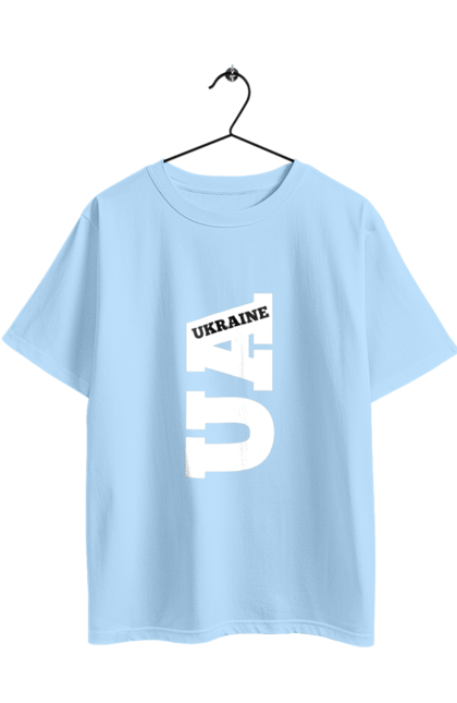 Футболка оверсайз з принтом "Україна". Абревіатура, батьківщина, емблема, логотип, напис, текст, україна. 2070702