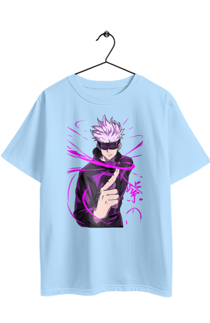 Футболка оверсайз з принтом "Магічна битва Годжо". Anime, gojo, jujutsu kaisen, manga, аніме, годжо, магічна битва, манга, містика, темне фентезі. 2070702