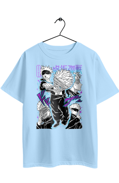 Футболка оверсайз з принтом "Магічна битва Годжо". Anime, gojo, jujutsu kaisen, manga, актуальне, аніме, годжо, магічна битва, манга, містика, темне фентезі. 2070702