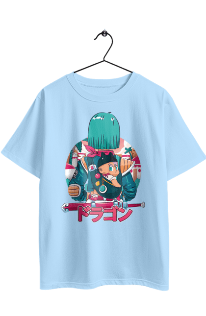 Oversized t-shirt with prints Dragon Ball Bulma. Anime, bulma, dragon ball, goku, manga, tv series, vegeta. 2070702