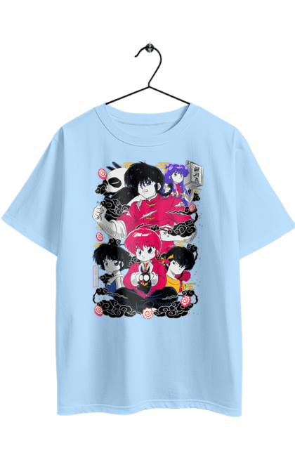 Oversized t-shirt with prints Ranma 1/2. Action movie, anime, comedy, manga, mystic, ranma, romance, shampoo. 2070702