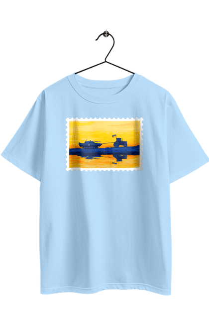 Футболка оверсайз з принтом "Нова марка, трактор що тягне танк". Добрий вечір, доброго вечора, марка, марка україни, марка укрпочта, ні війні, трактор тягне танк, тракторні війська, укрпочта. 2070702