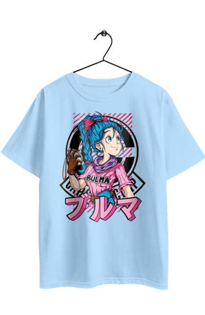 Oversized t-shirt with prints Dragon Ball Bulma. Anime, bulma, dragon ball, goku, manga, tv series, vegeta. 2070702