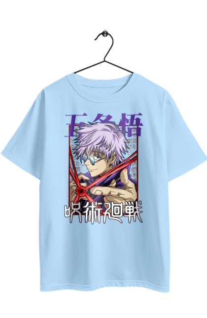 Футболка оверсайз з принтом "Магічна битва Годжо". Anime, gojo, jujutsu kaisen, manga, аніме, годжо, магічна битва, манга, містика, темне фентезі. 2070702