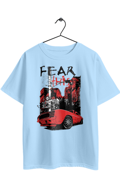 Oversized t-shirt with prints Red Car In The City. Riding, town. 2070702