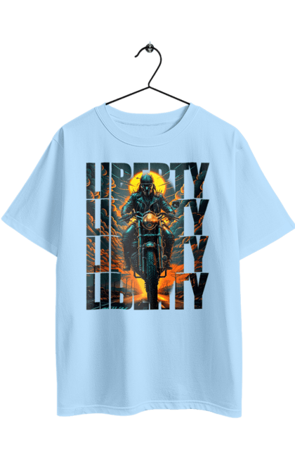 Футболка оверсайз з принтом "Байкер". Байкер, мотоцикліст, подорожі, свобода, туризм. 2070702