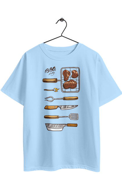 Oversized t-shirt with prints Barbecue Party. B-b-q, fry, meat. 2070702