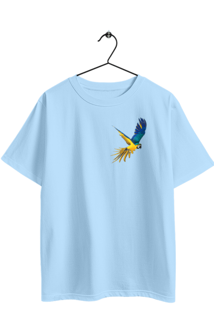 Футболка оверсайз з принтом "Папуга українець". Екзотика, папуга, патріот, пташка, символіка, україна. 2070702